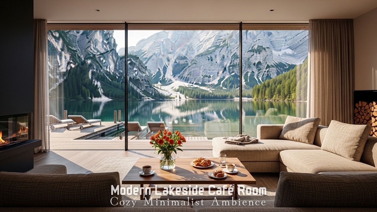 Modern Lakeside Café ☕🌊 Smooth Jazz & Relaxing Chill Ambience