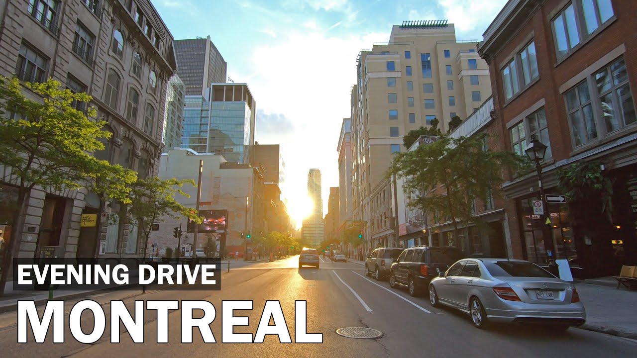 Beautiful Evening Drive - Downtown Montreal Driving Tour. Canada, June 2020
