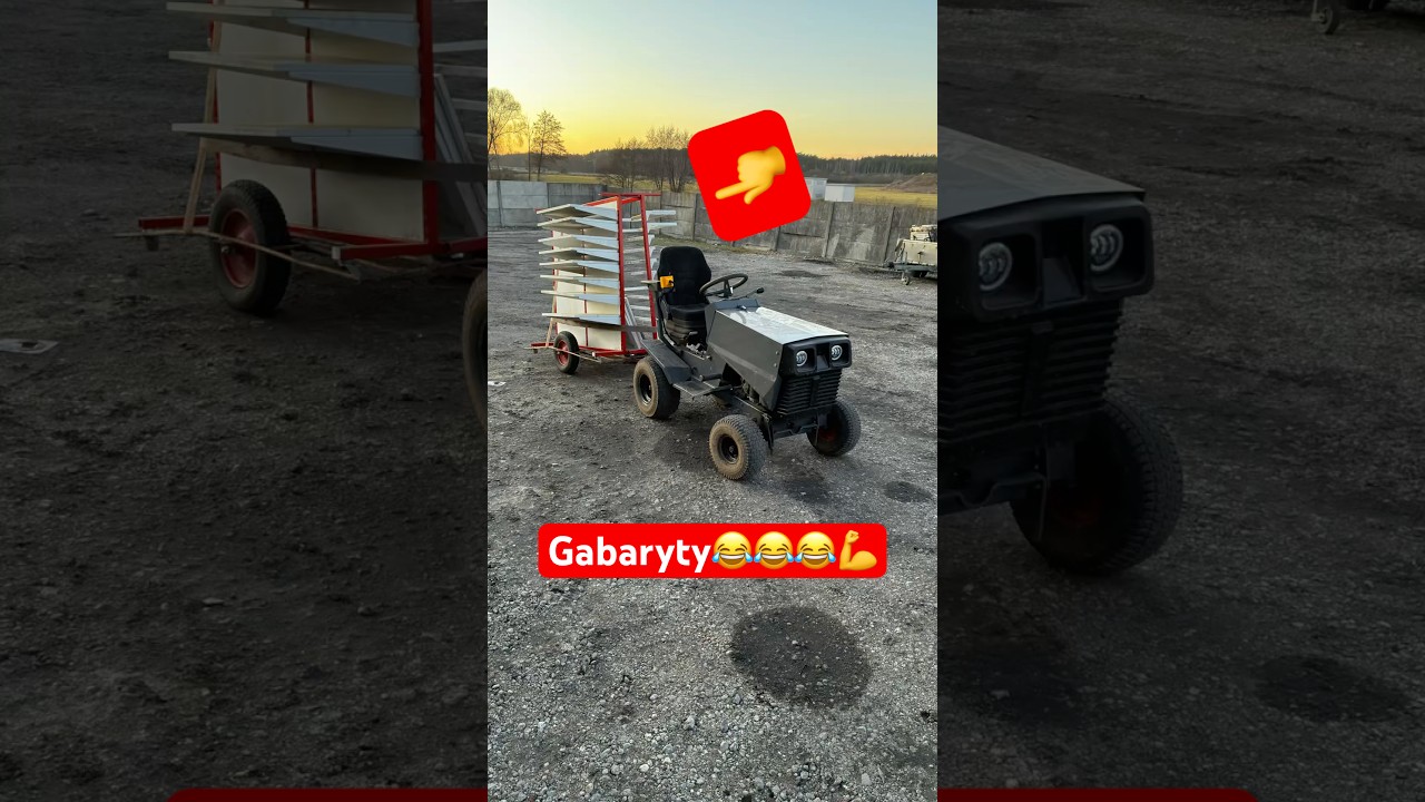 Gabaryty lecą nocą 😂 Kosiarka traktorek z przyczepką #kosiarka #viralvideo #farm #diy #shorts