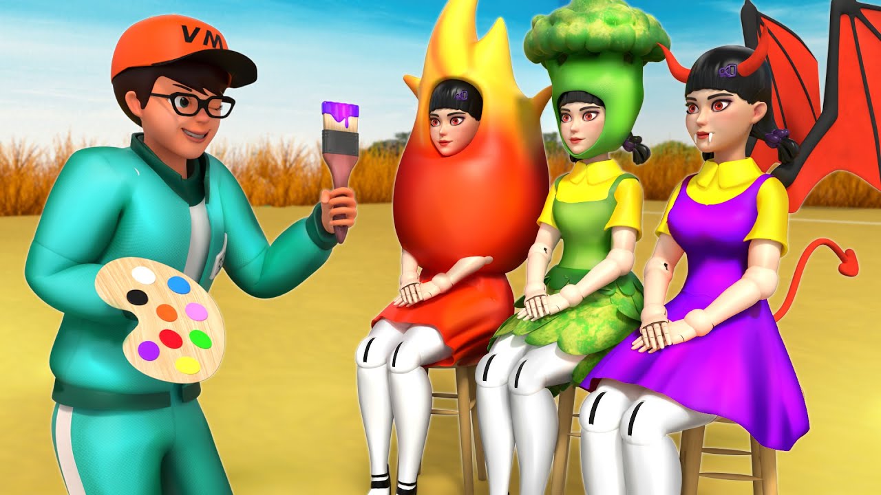 Scary Teacher 3D vs Squid Game 2 | Girl of Many Colors: Evil Hot Broccoli Squid Doll Which Is True
