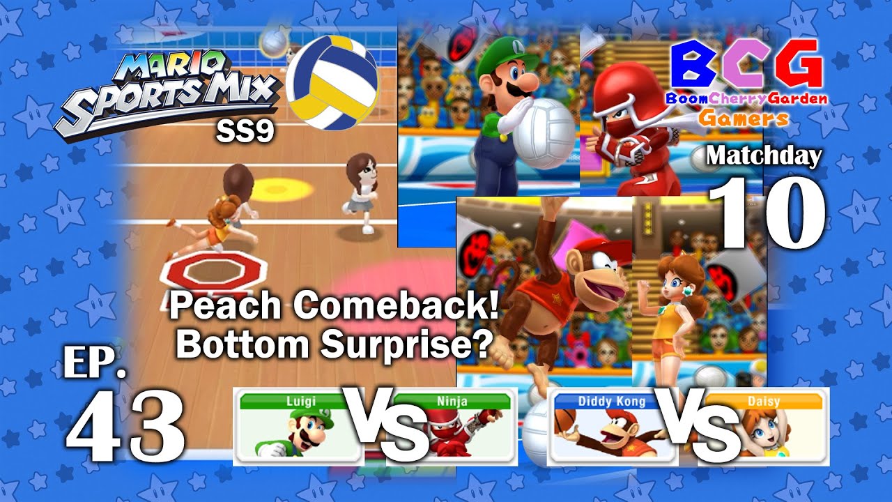 Mario Sports Mix Volleyball SS9 (Hard Mode) EP 43 MD 10 Luigi-Ninja, Diddy Kong-Daisy