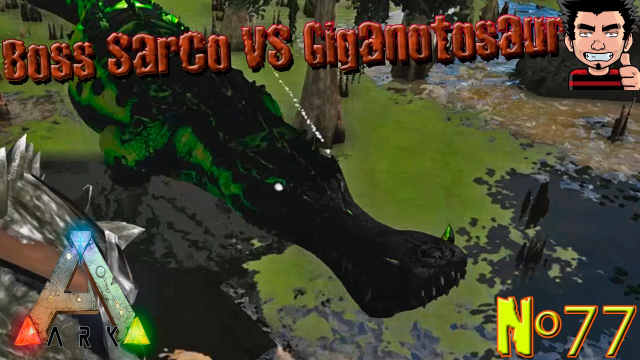 ARK Survival Evolved Giganotosaurus Indominus vs Boss Sarco! batalla a muerte gameplay español