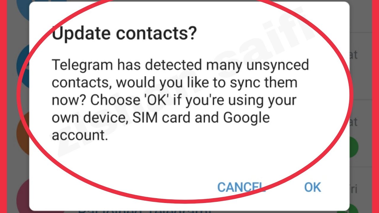 Telegram Fix Update contacts Has detected many unsynced contacts, would you like to sync Problem