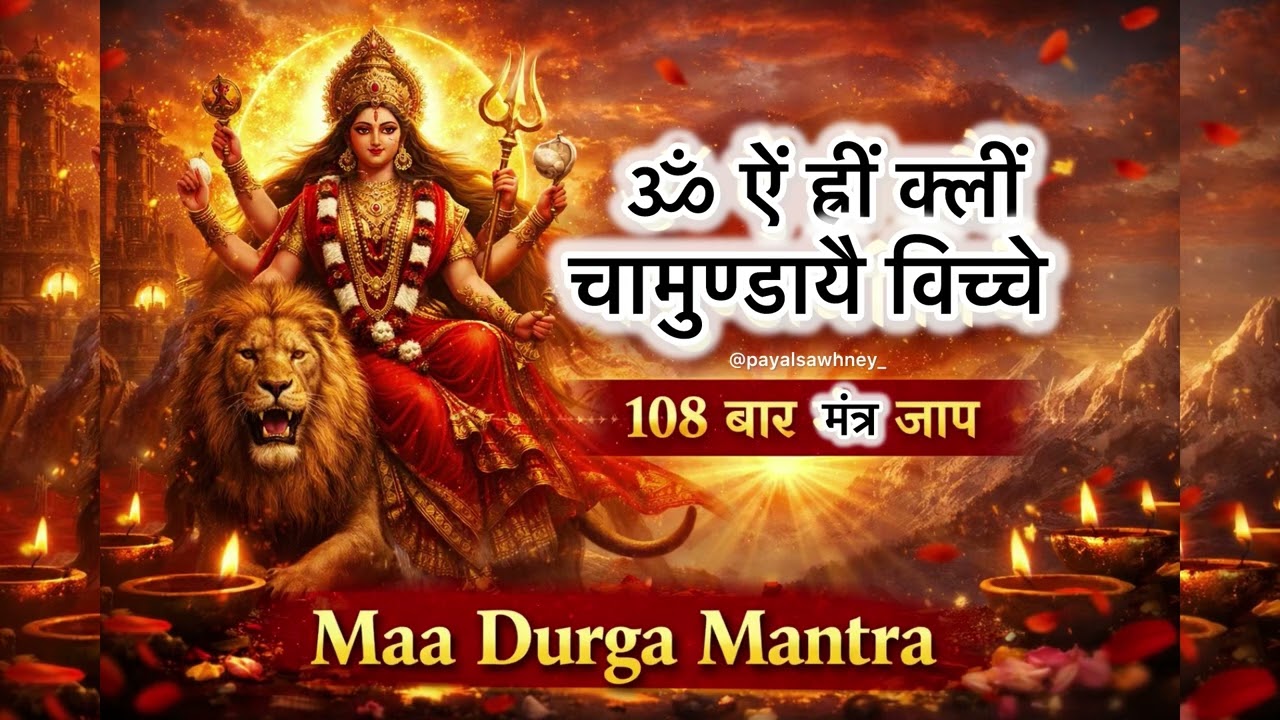 ॐ ऐं ह्रीं क्लीं चामुण्डायै विच्चे 108 मंत्र जप | Om Aim Hreem Kleem Chamundayai #om  @payalsawhney_