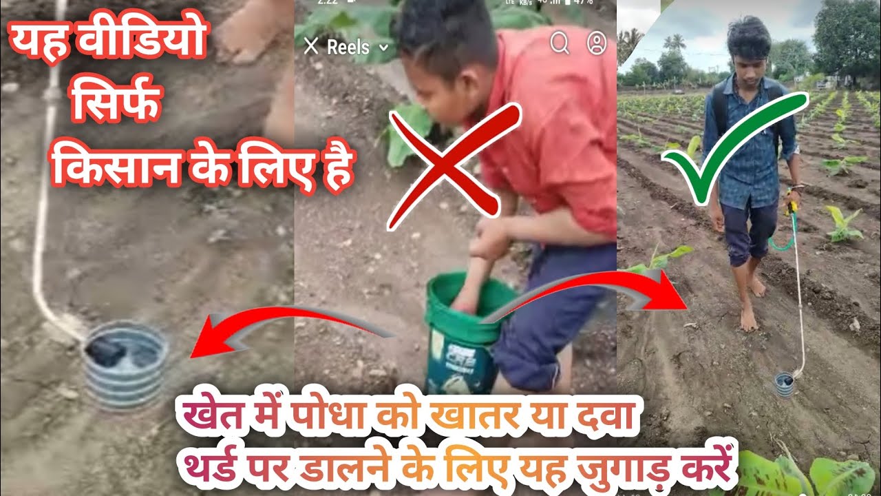 देसी जुगाड़! प्रेशर पंप से पौधों के थड़ पर दवा + खाद डालने का आसान तरीका