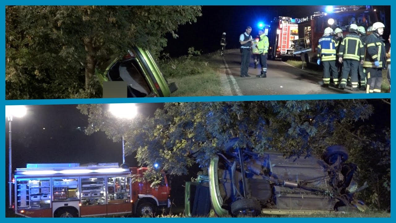 [18-Jähriger mit ca. 1,2 Promille gegen Baum] - JUGENDLICHE SCHWERVERLETZT - Feuerwehr mit Rettung