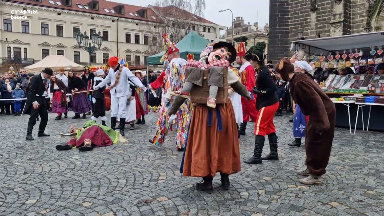 Masopustní jarmark a průvod v Chrudimi - RESSELŮV RYNEK - SVATBA - SOUD KOBYLA  - 7.2.2026