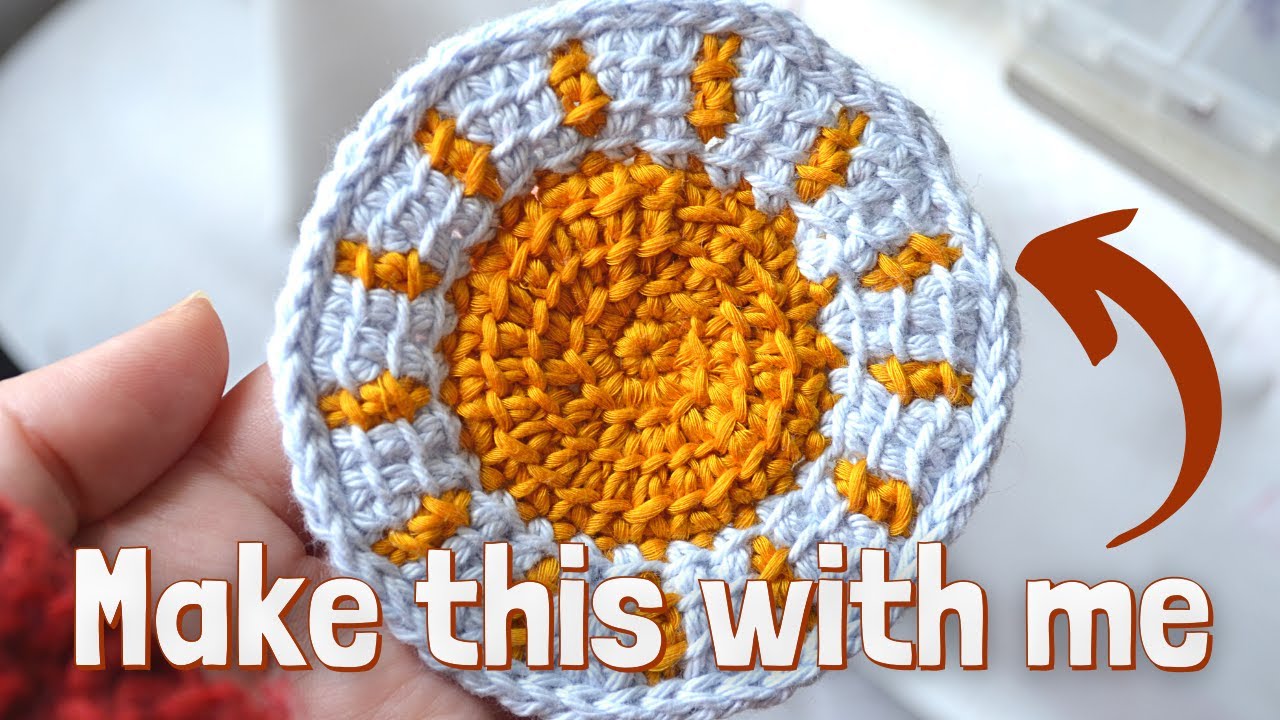 Little sun coaster - summery Tunisian crochet circle pattern [CC]