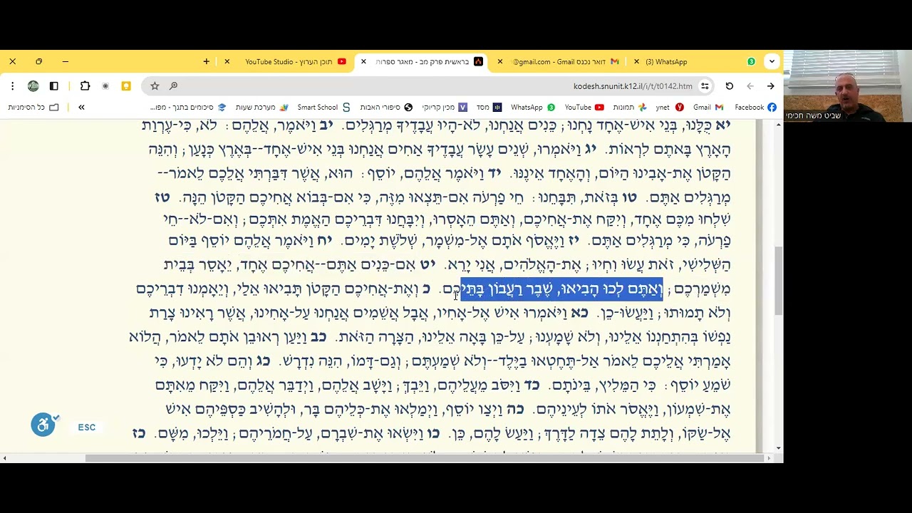 בראשית מב - הכנה לבגרות בתנך - שביט חכימי