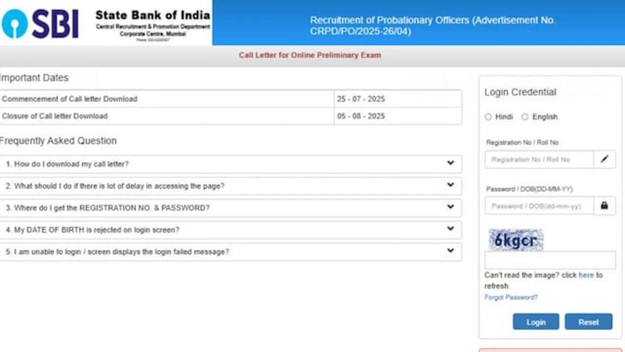 SBI PO Prelims Admit Card 2025 Out Direct Link To Download Here