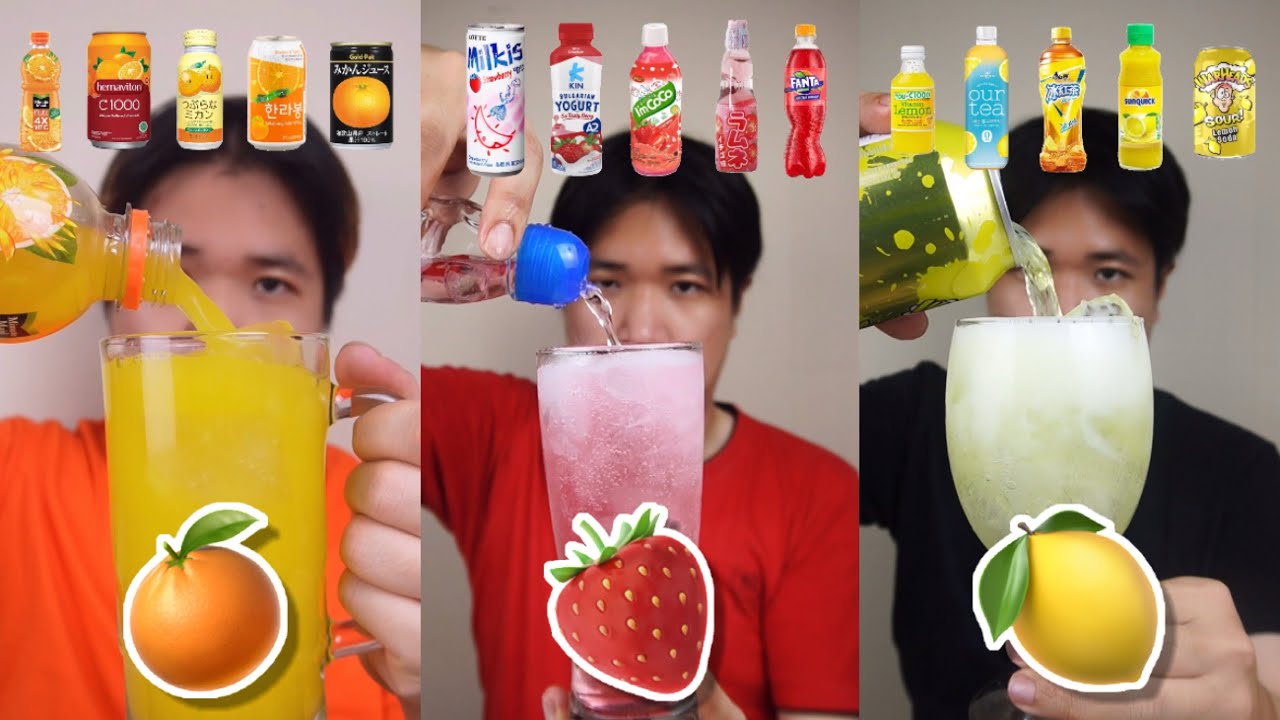 KOMPILASI MUKBANG MINUMAN BERBAGAI RASA JERUK, STRAWBERRY, DAN LEMON
