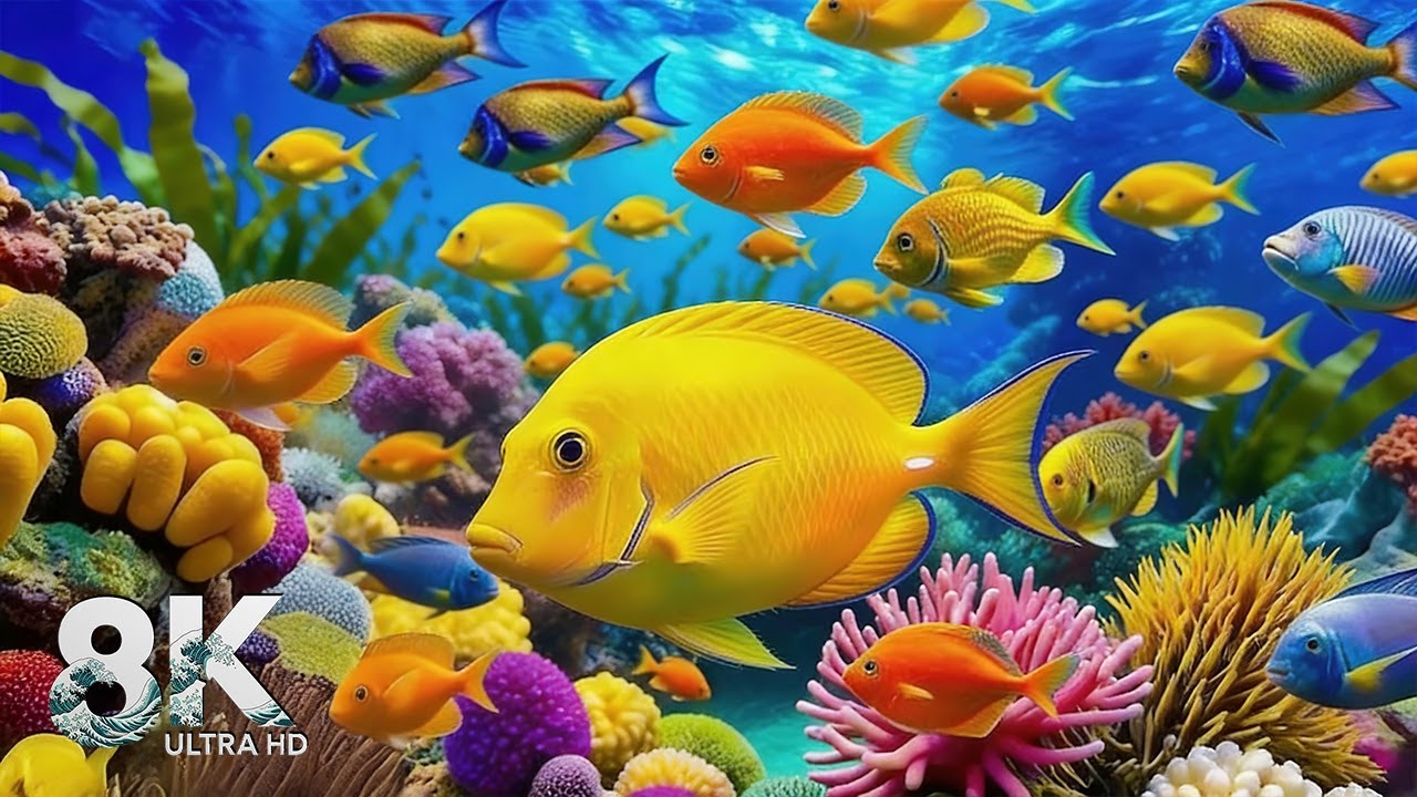 RELAXING AQUARIUM 8K 🌊 Marine Life & Sea Animals for Deep Sleep Sounds