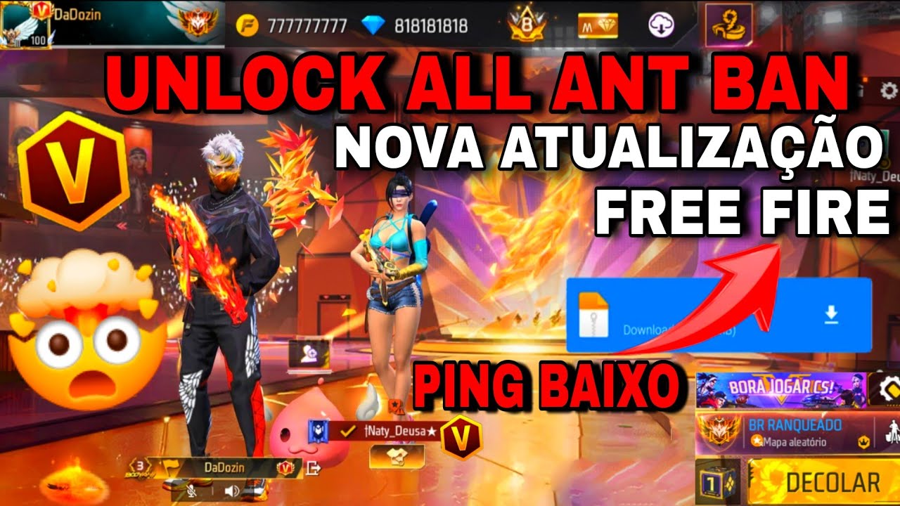ATUALIZOU UNLOCK ALL FREE FIRE NOVA ATUALIZA&Ccedil;&Atilde;O PEGANDO NA PARTIDA PING BAIXO UNLOCK ALL Link direto