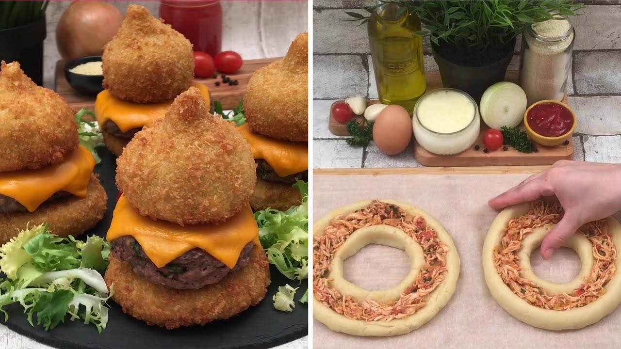 Hora da coxinha 🍗 Anel de coxinha 💍Hambúrguer de coxinha 🍔Coxinha paixão nacional e receita Chefclub