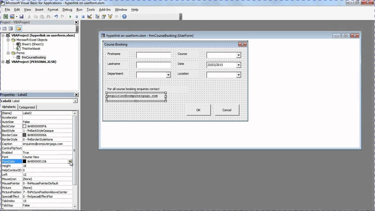 Add a Hyperlink to a Userform - Excel VBA