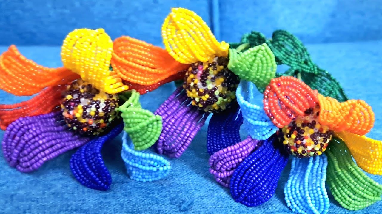 Цветик-Семицветик  Мастер-класс от Koshka2015 - Beaded flowers, цветы из бисера, МК