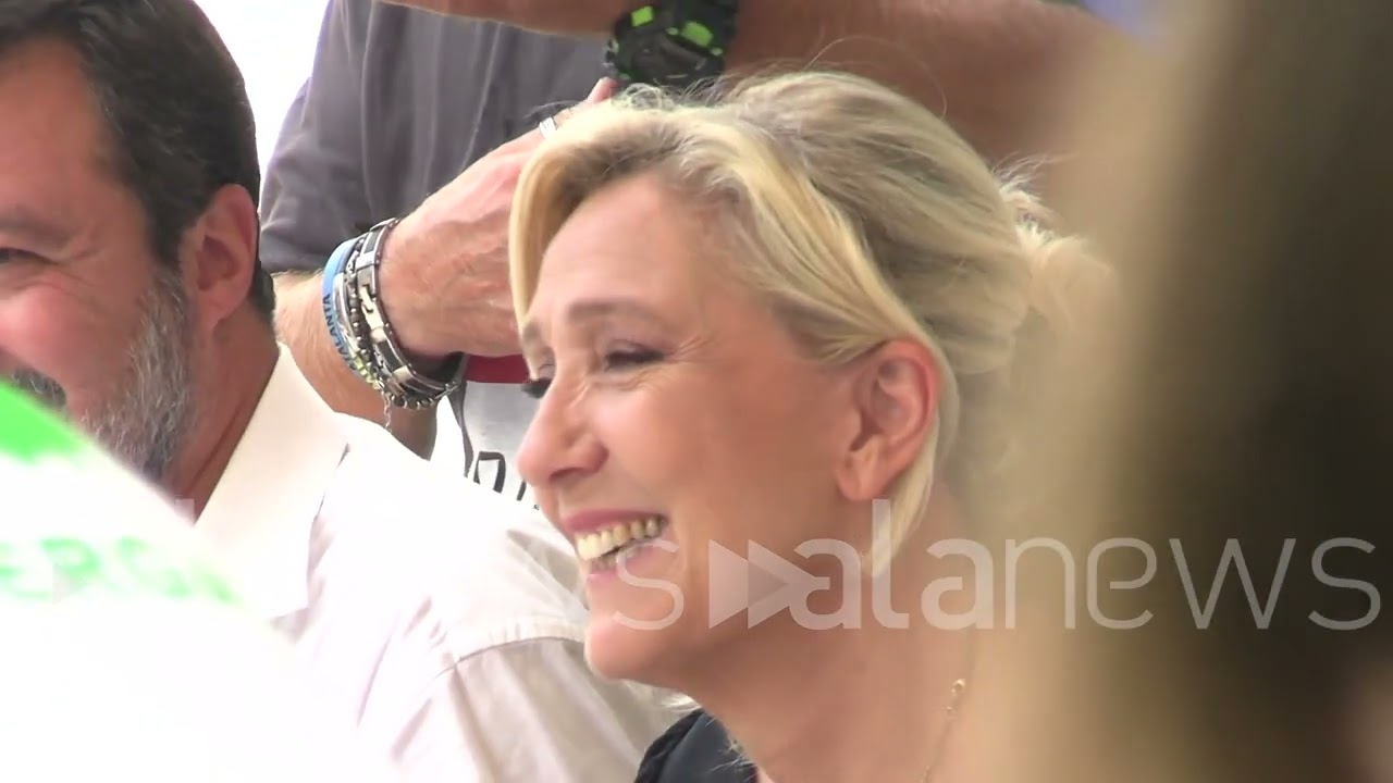 Pontida, Le Pen a pranzo con Salvini e il presidente della Camera Fontana