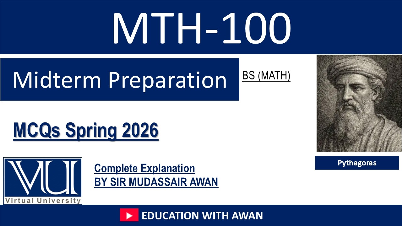 MTH 100 || Midterm Preparation || Solved MCQs || Past Papers P-01 | Spring 2026