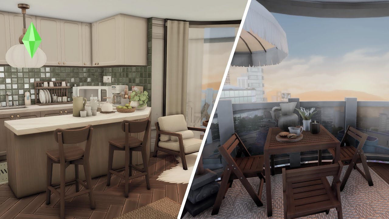 Realistic Duplex Family Apartment with Balcony | The Sims 4 Speed Build
