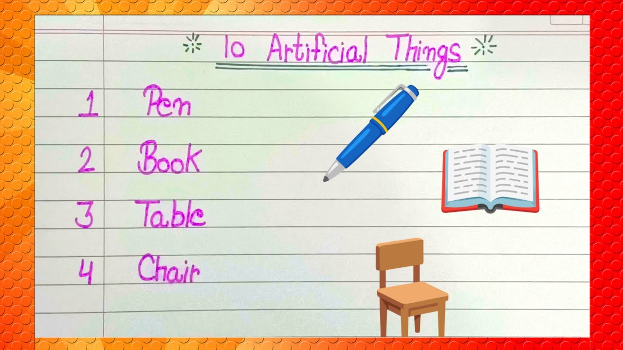 10 Artificial Things Name in English | Man Made Things Name | Artificial Things Name 
