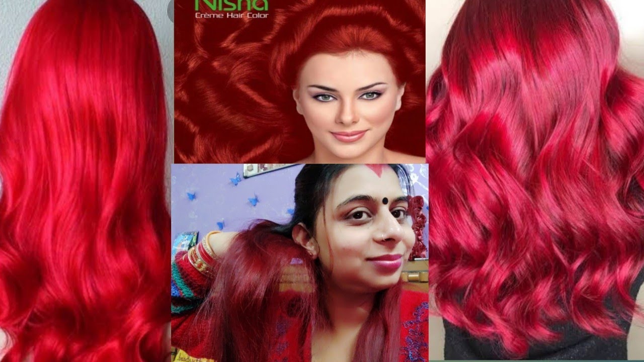 Nisha Cream Hair Colour Flame Red Review and Demo || Hair colour at home || Nisha hair color red!