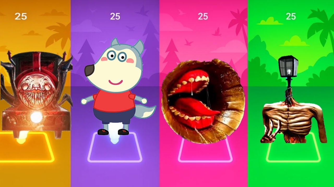 CHOO CHOO CHARLES 🆚 WOLFOO FAMILY 🆚 SIREN HEAD 🆚 LIGHT HEAD - Coffin Dance