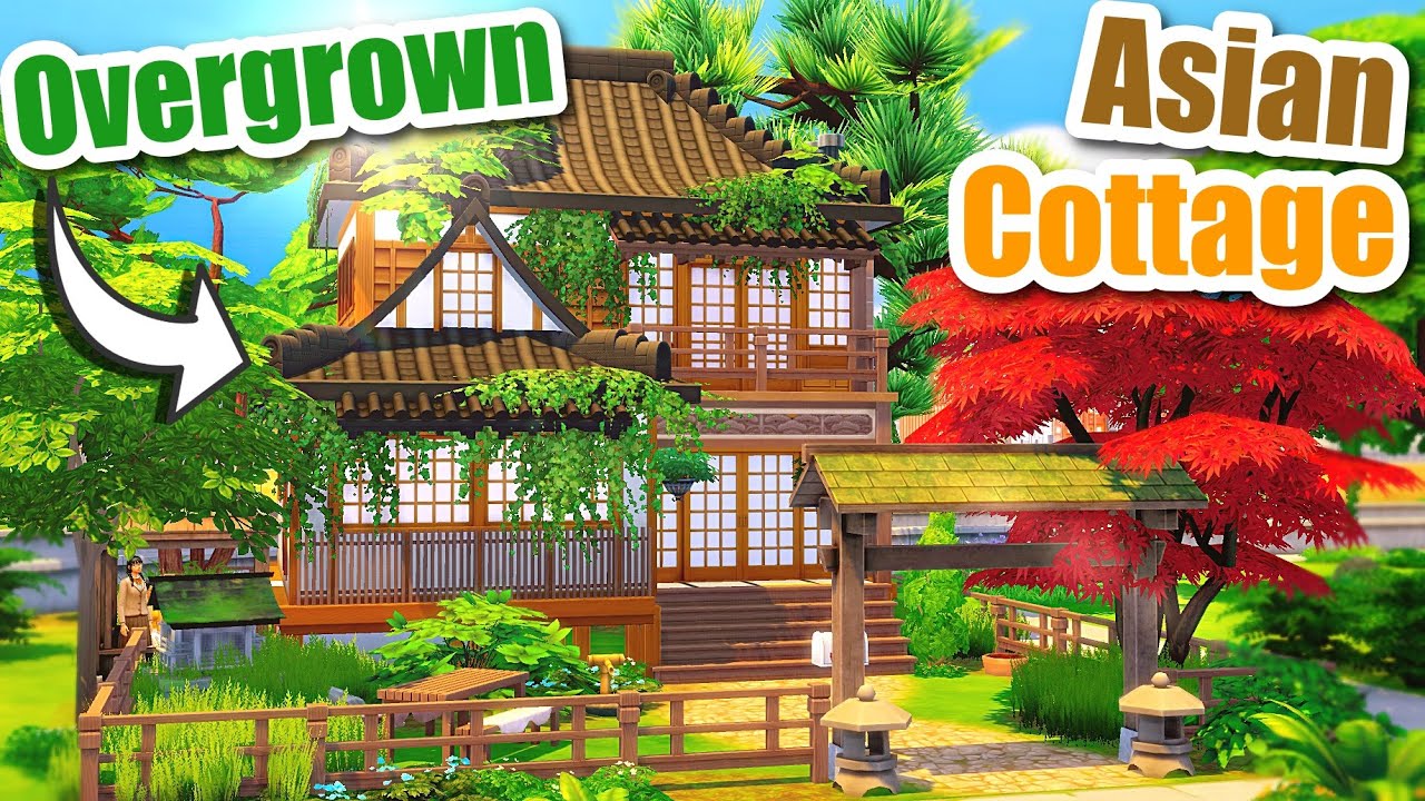 Overgrown Asian Cottage || One House 4 Alternate Universes || The Sims 4  Speed Build - NO CC