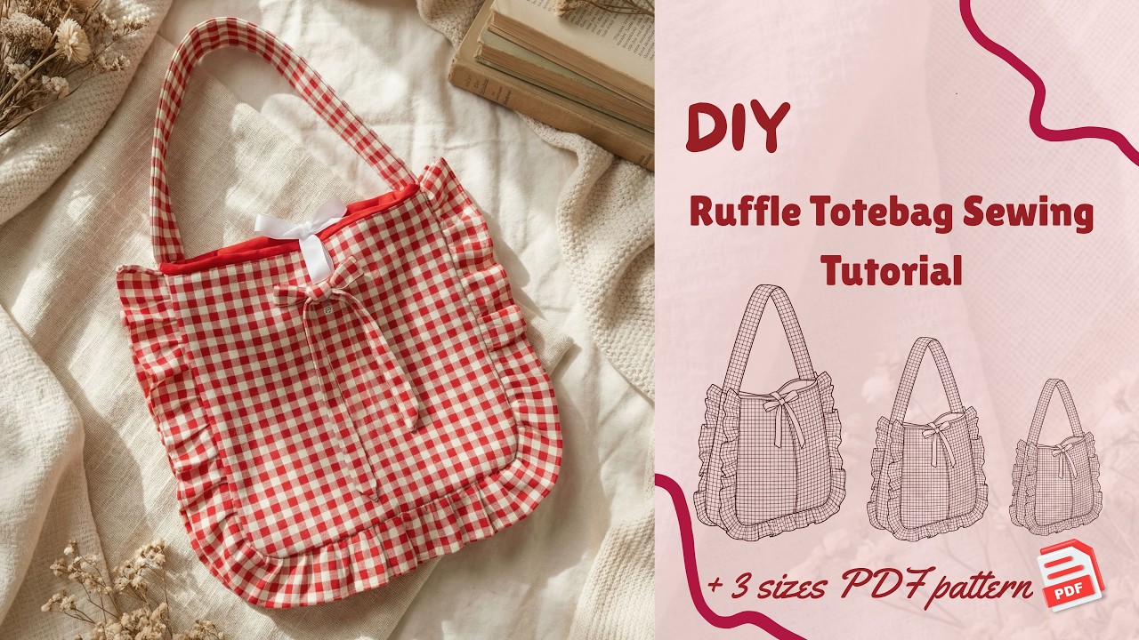 Ruffle Totebag Sewing Tutorial with PDF pattern (3 sizes)
