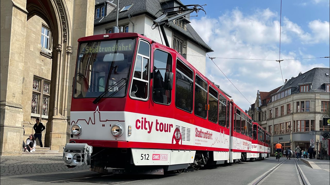 EVAG 512 Tatra KT4D Erfurt mitfahrt zwischen Fischmarkt und Domplatz