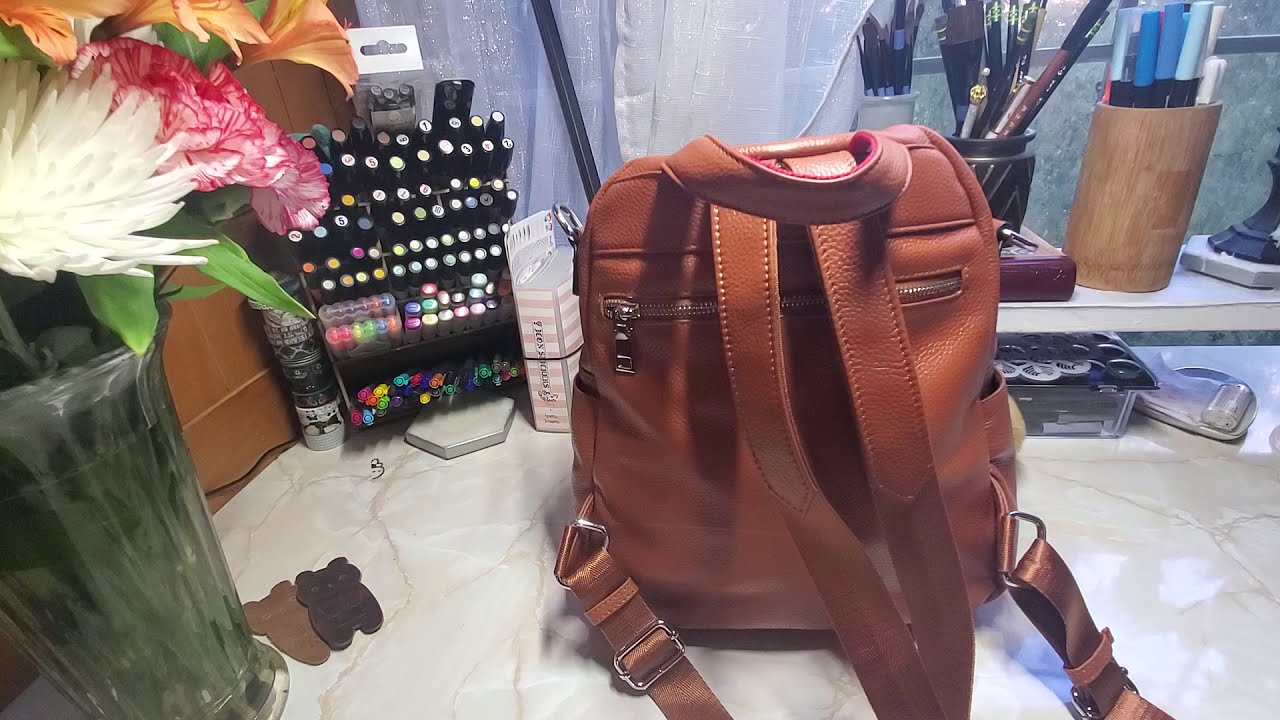whats in my  leather backpack purse?
