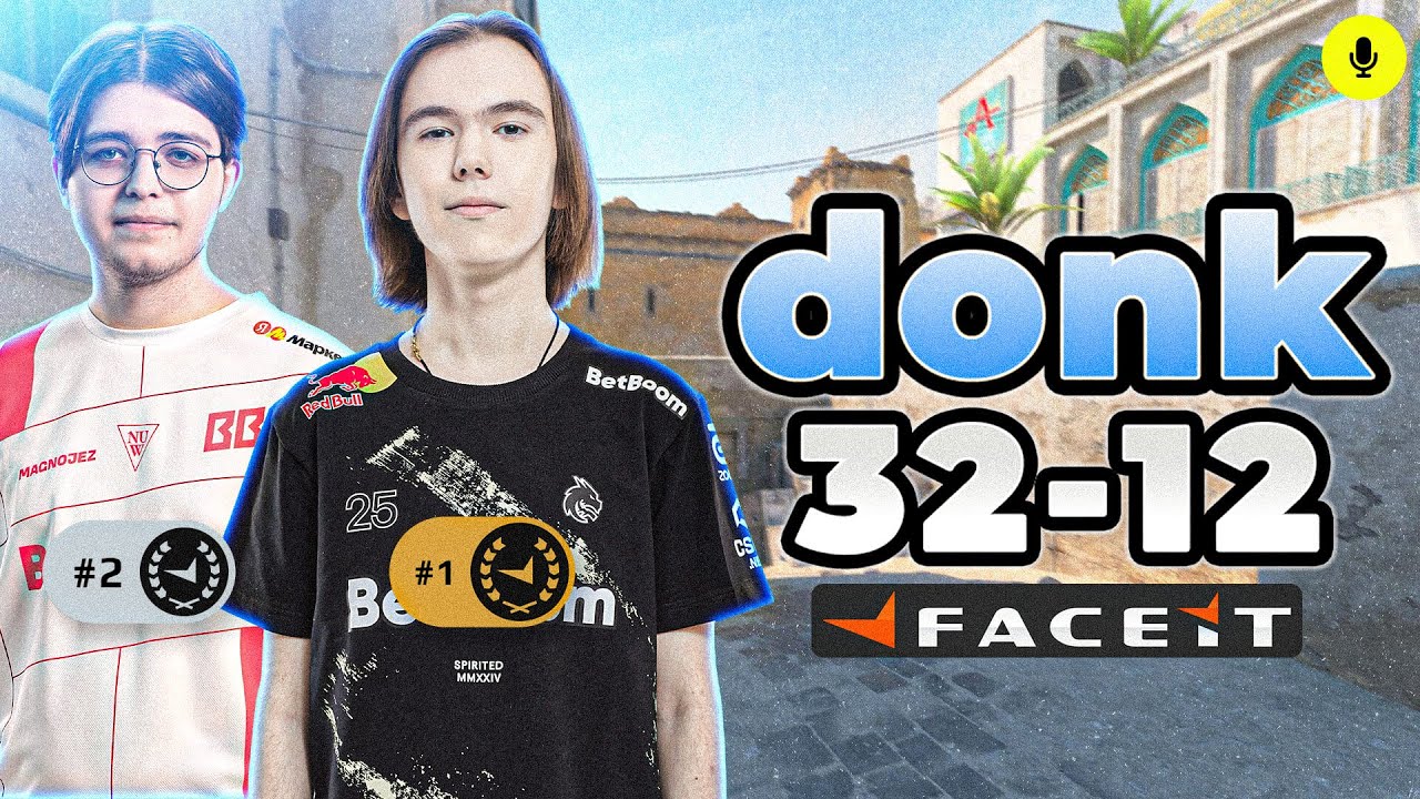 CS2 POV | DONK FACEIT RANK TOP 1 with Magnojez (Dust2) Voice Comms 32-12