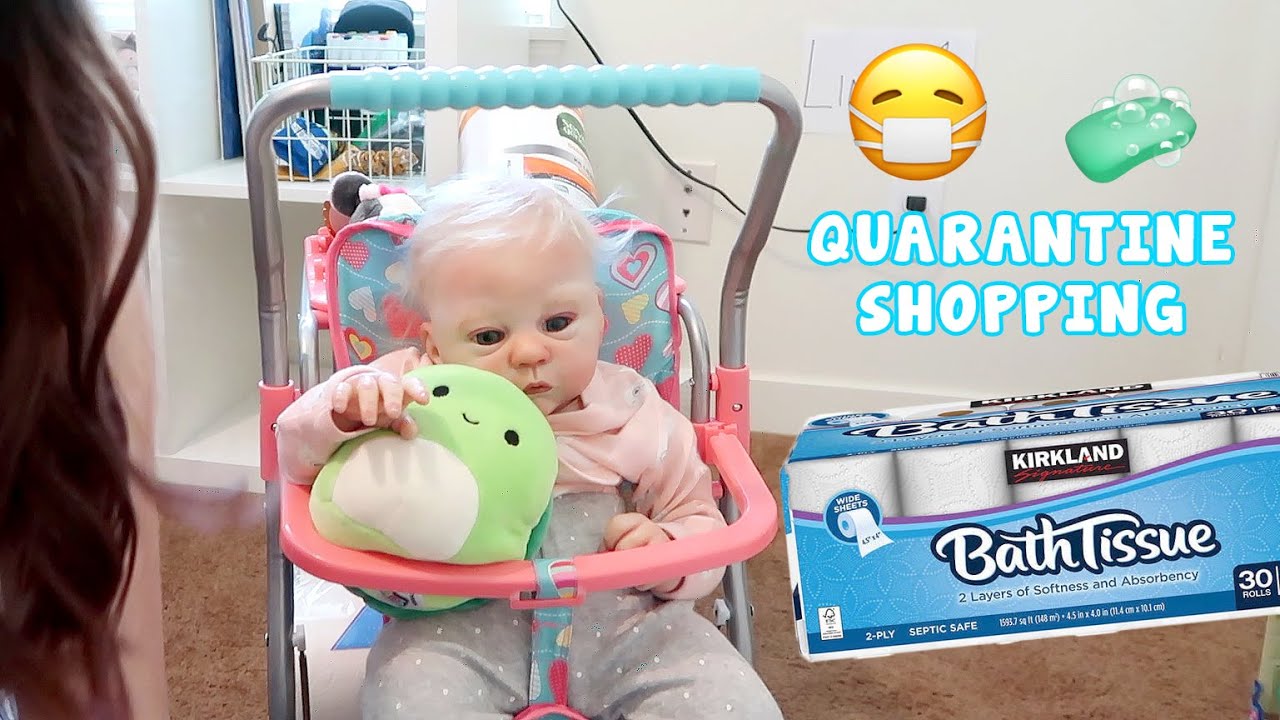 Taking Reborn Baby Doll Shopping During Quarantine in Joovy Car Seat and Stroller