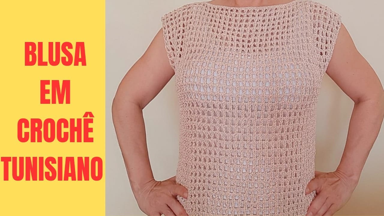 BLUSA EM CROCHÊ TUNISIANO