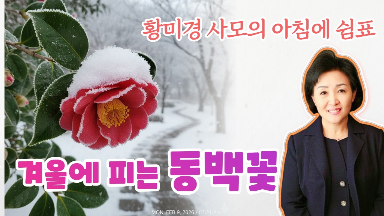 겨울에 피는 꽃 동백꽃~ 황미경사모의 아침에 쉼표(영상 김성진)