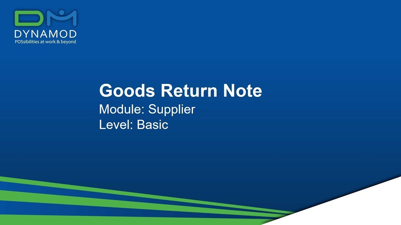 4.1 Supplier Goods Return Note