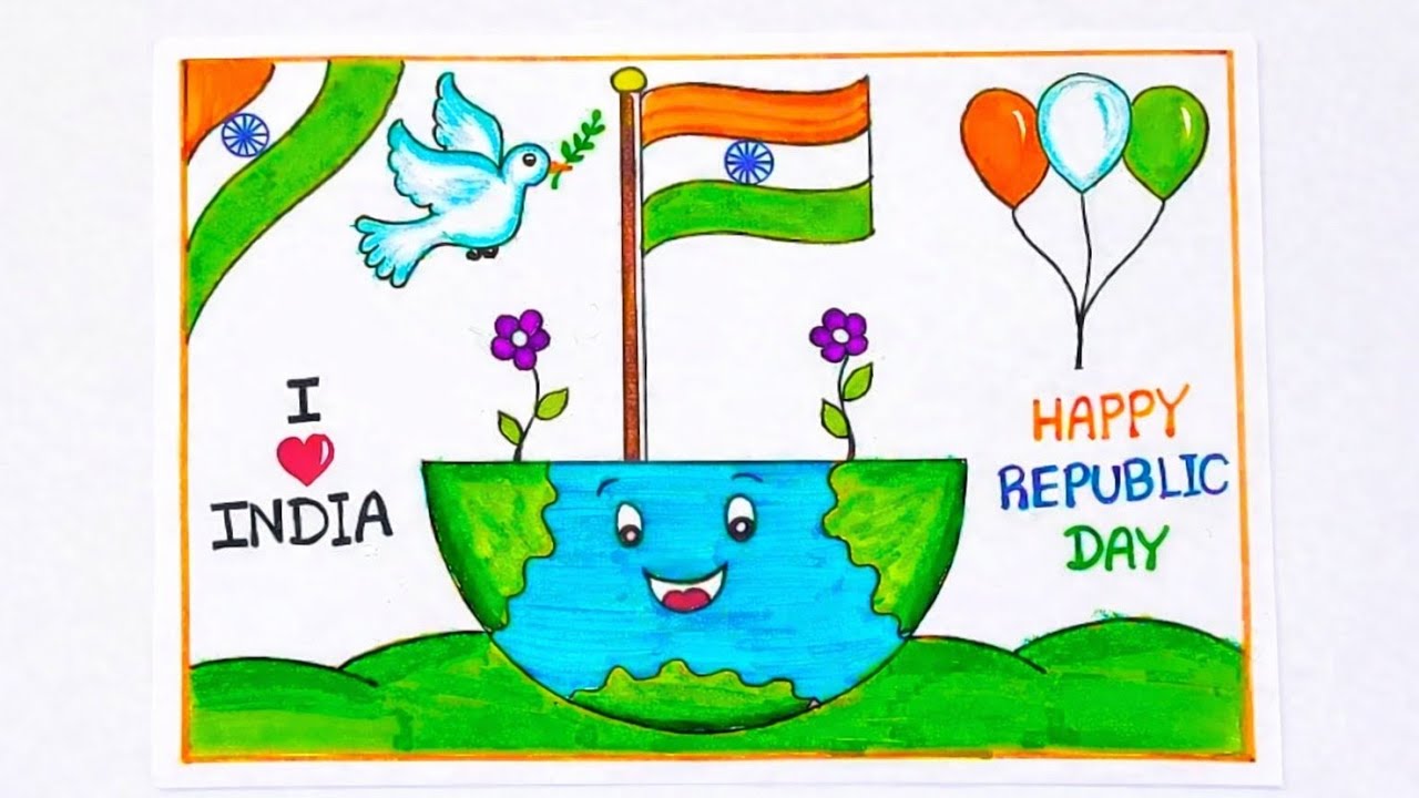 Easy republic day poster making idea 💡🇮🇳