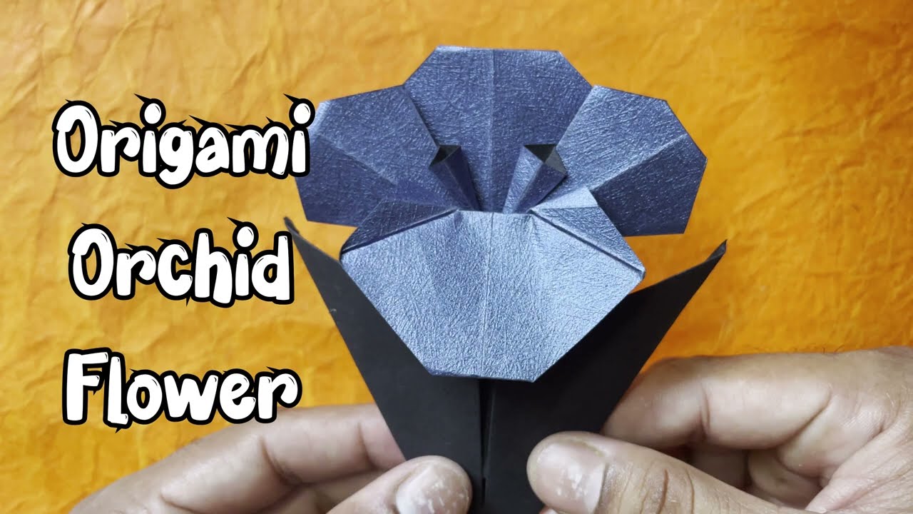 Origami Orchid Flower Step by Step Tutorial | Paper Flower | Origami in Black #paperflower #origami