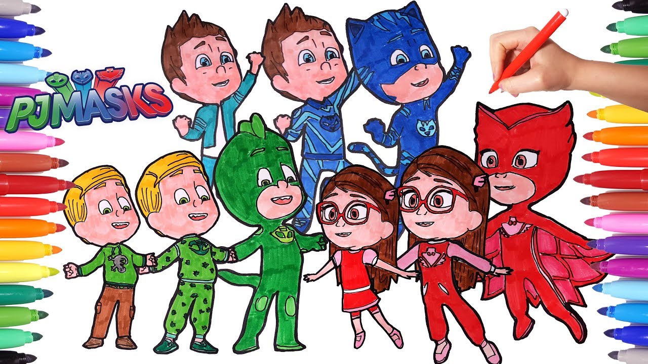 PJ MASKS Amaya Conor Greg Transform into Owelette Catboy Gekko Coloring Pages Animation Videos