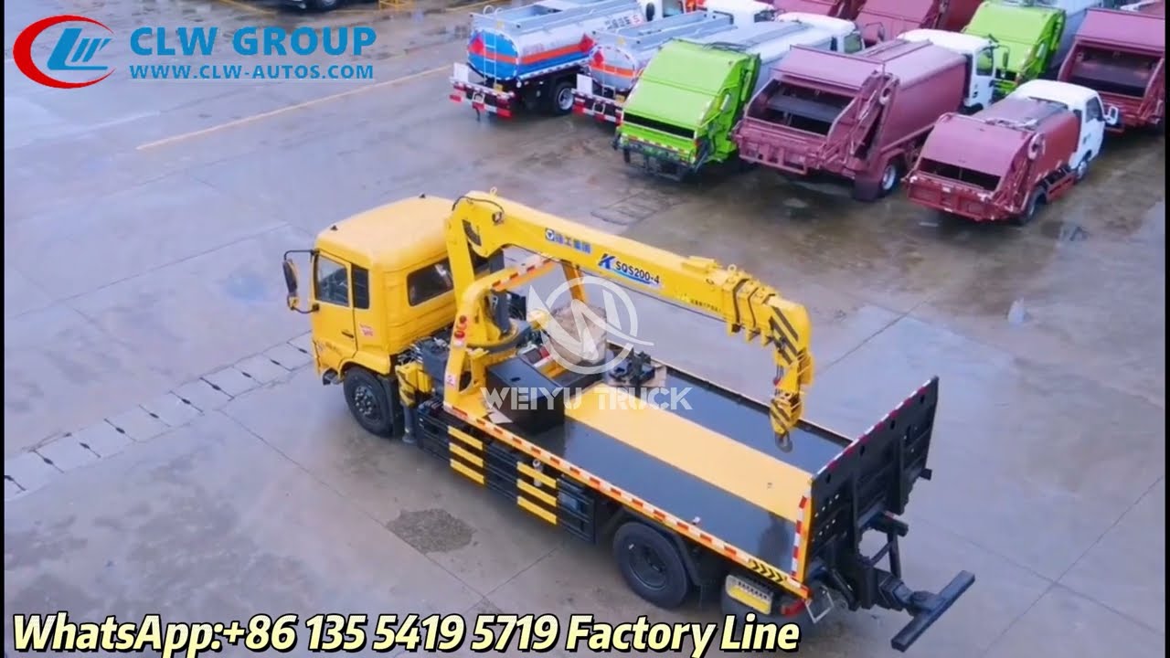 China DF 4x2 12 Tons Flatbed Towing Wrecker Truck with XCMG Straight Arm Crane, 360 degree Rotation