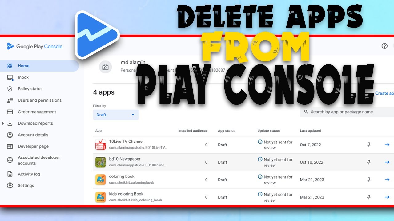 How to Delete Apps from Google Play Console  Unpublish or Remove an App from Play Store | PIN TECH |
