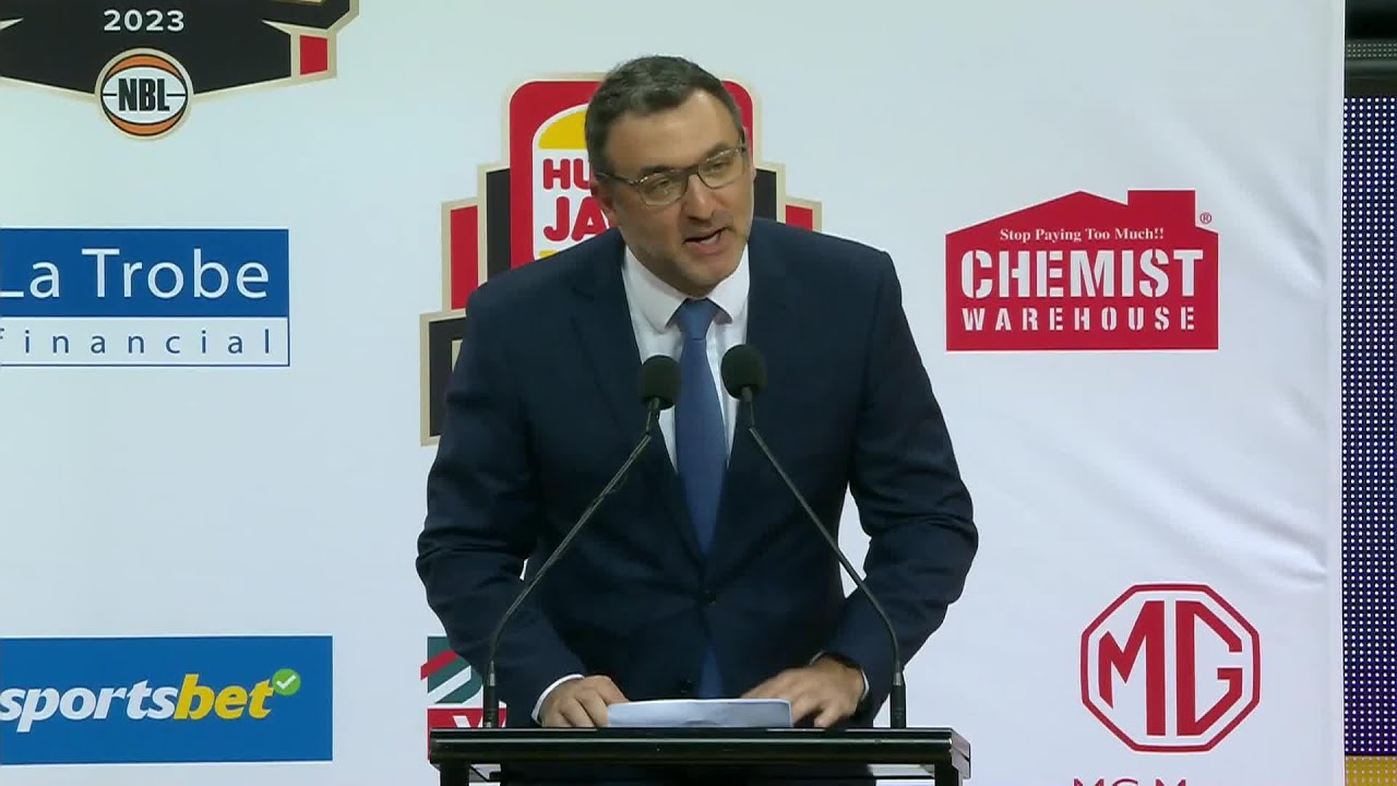 NBL Commissioner Jeremy Loeliger Addresses the Crowd Following Sydney's Championship Win
