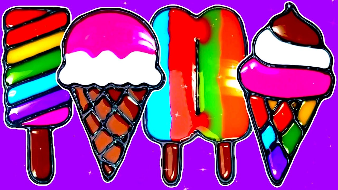 Rainbow Popsicle coloring and drawing SATISFYING ART | BONBON ART