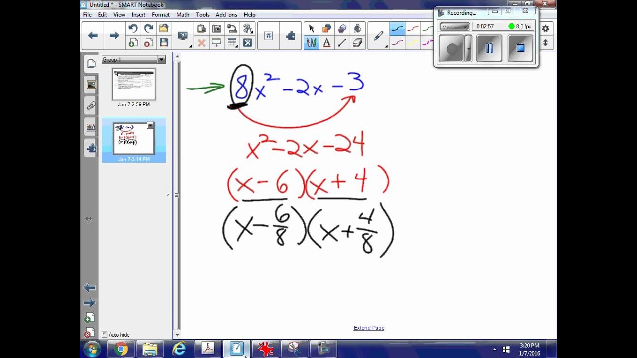 Slip slide method of factoring