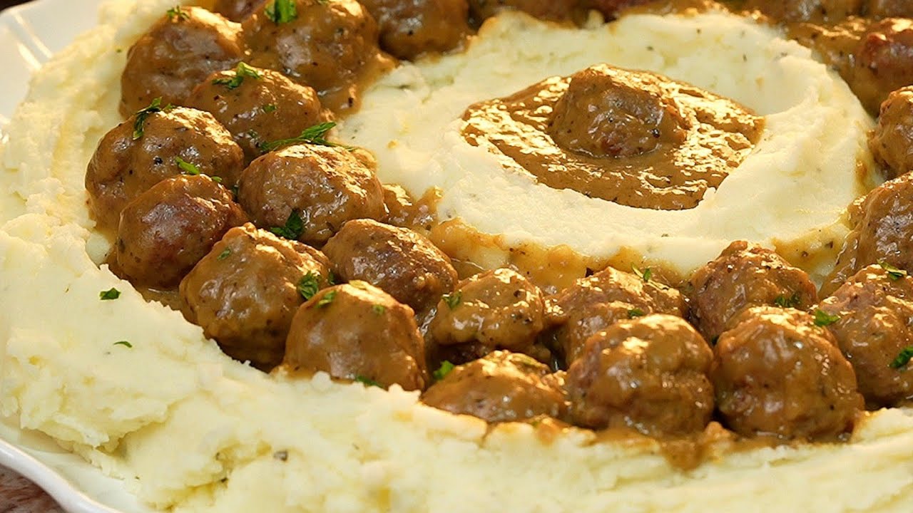 كرات اللحم بالصوص والبطاطا المهروسة 😋 مع خضار سوتيه 💯 وداعاً للمطاعم
