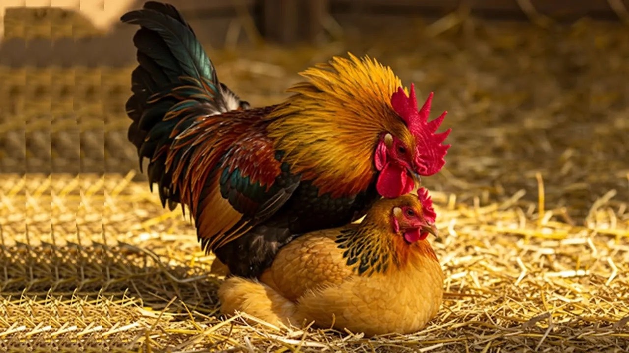 Rare Close Up Look at Natural Chicken Mating