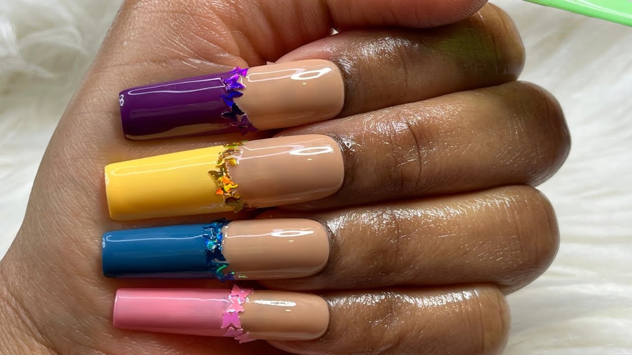 Gel Nails | Colorful French | Press On Nails