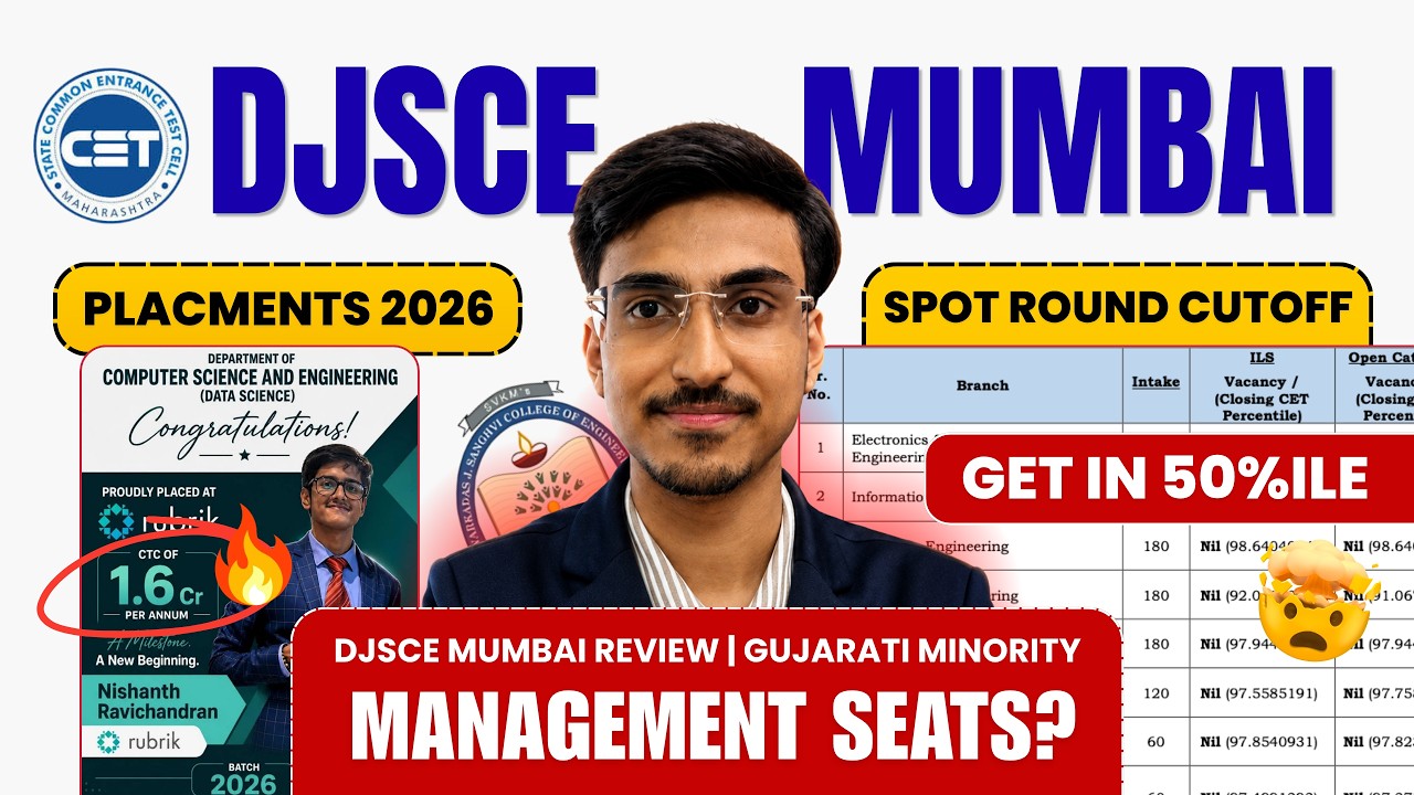 DJSCE Mumbai | Spot Round Cutoff 😱 | Management Seats | Full Detailed Video MHT CET JEE Mains 2026  