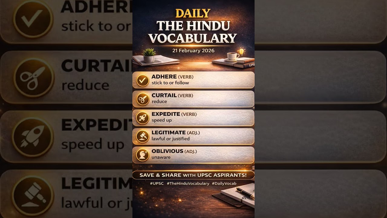 The Hindu Vocabulary Today | 21 Feb 2026 | UPSC Words #shorts