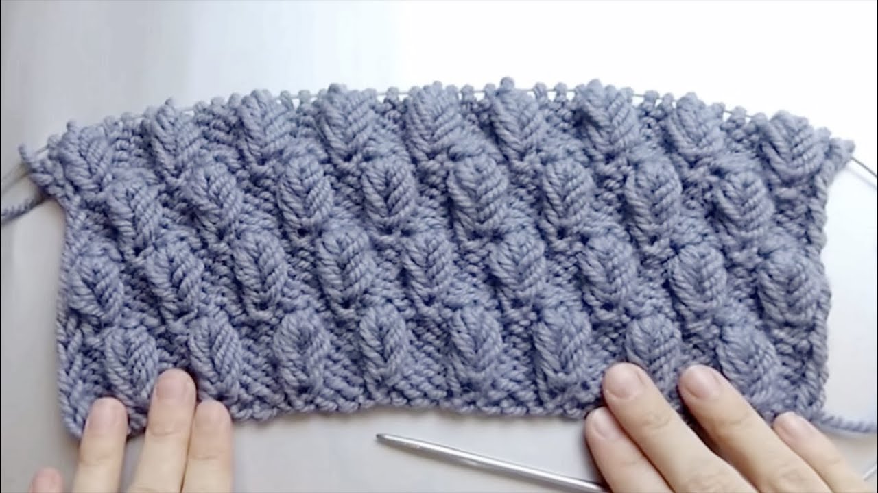 布满了养眼的小叶子花样，叶子花棒针编织教程 Knit Leaf Pattern Tutorial - Knitting Stitch Pattern for Gents/Ladies Sweater