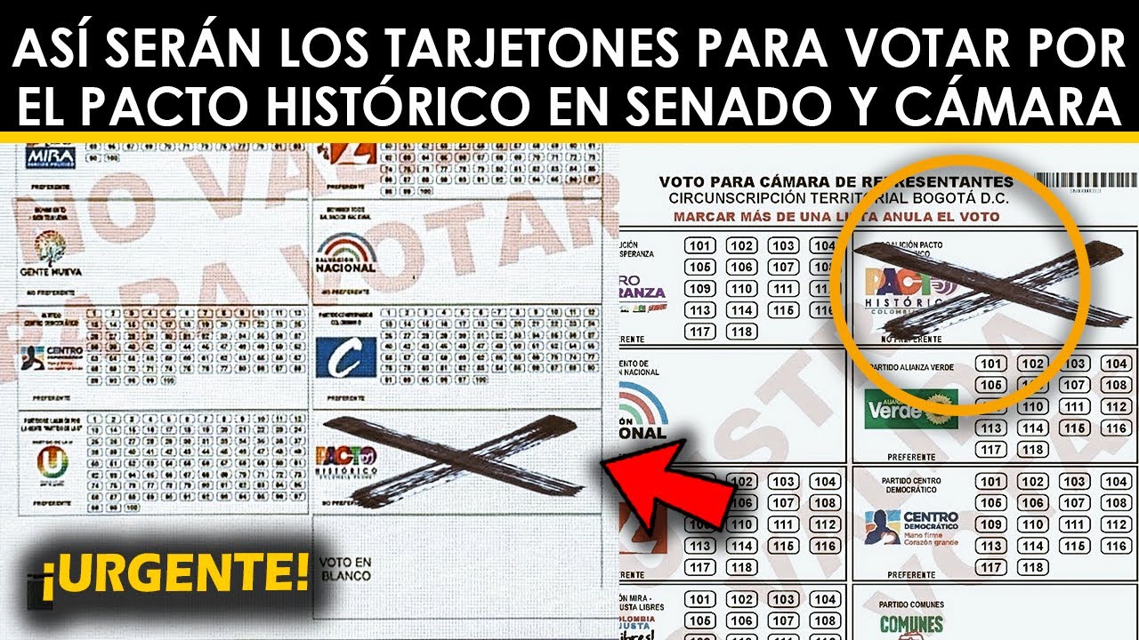 ¡URGENTE! ASÍ SERÁN LOS TARJETONES PARA VOTAR POREL PACTO HISTÓRICO EN SENADO Y CÁMARA